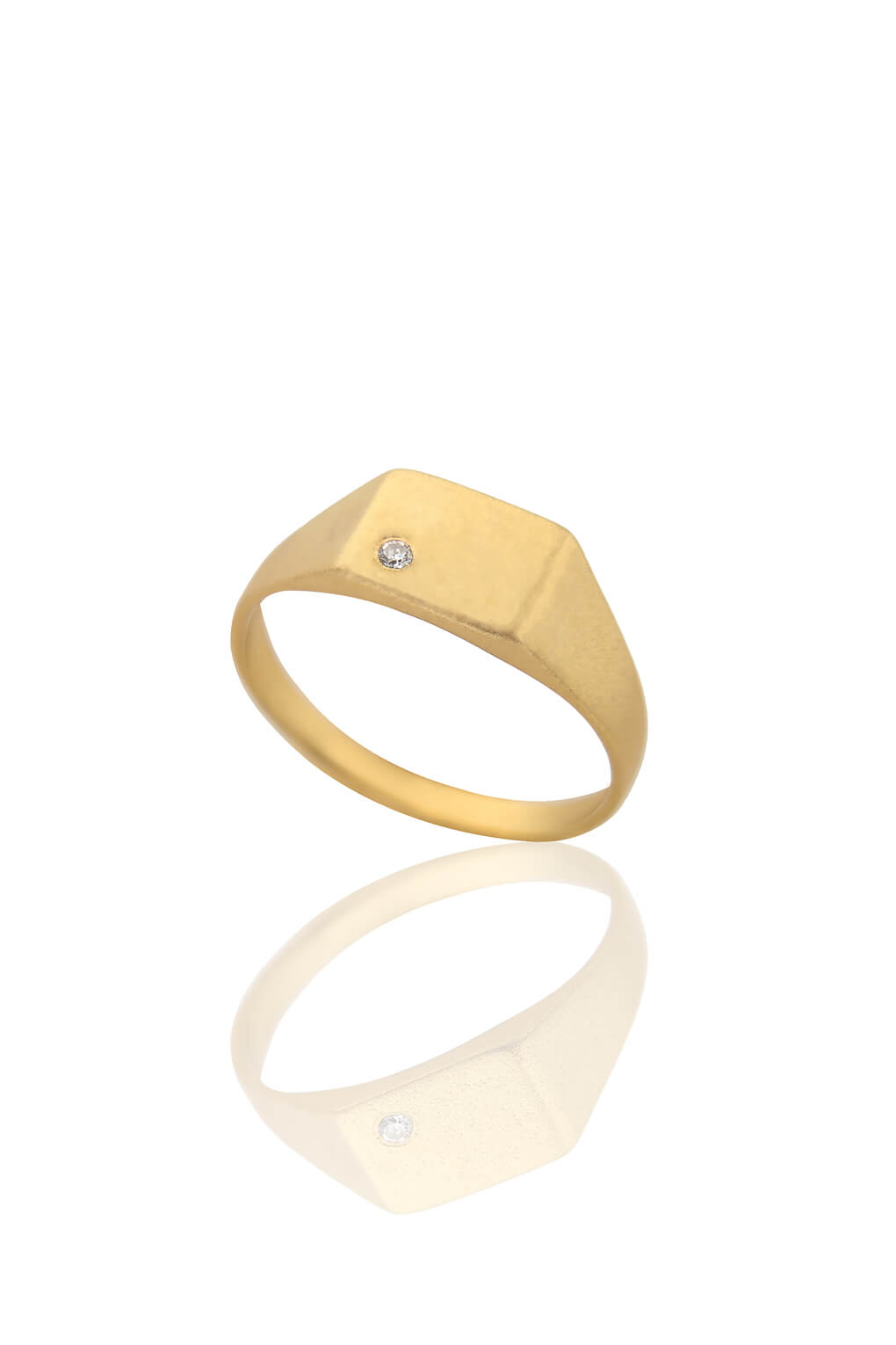 900114-14k Gold Square Signet diamond Ring-3