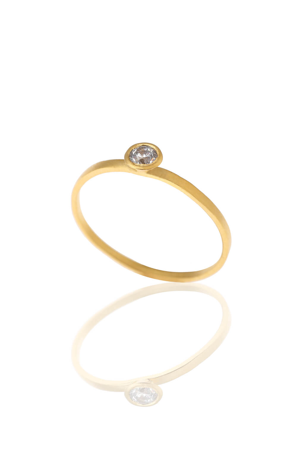 900314-14k Gold Diamond Cone Ring- טבעת זהב יהלום קוני-6