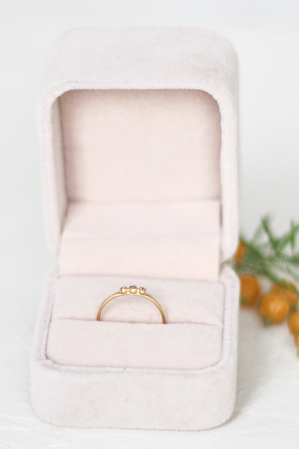 903214-14k Gold Diamond Triple Dot Ring-1