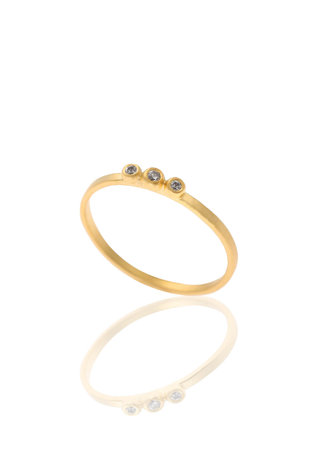 903214-14k Gold Diamond Triple Dot Ring-3