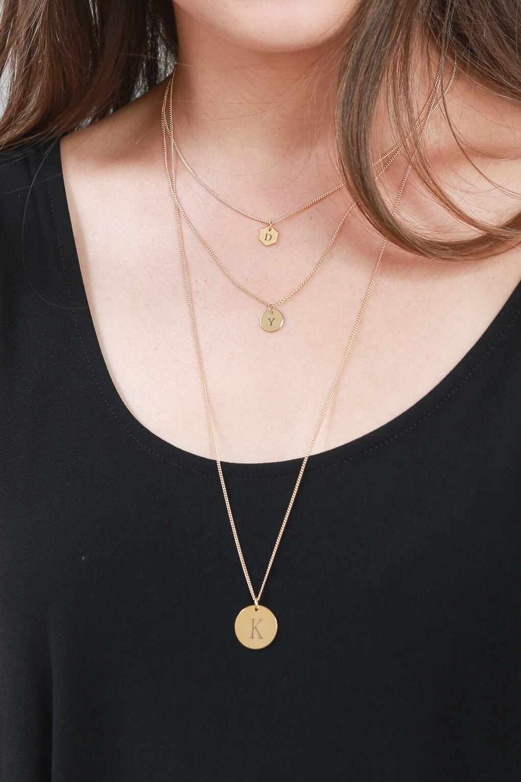 Long Custom Engraving Necklace – Circle 118112-22