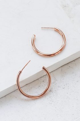 Large Basic Hoop Earrings in Rose Gold