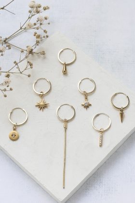 Jessa Hoop Earrings with Three Pendants Set