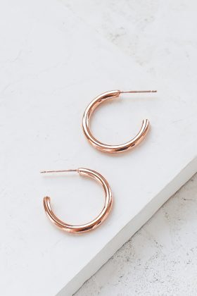 Small Basic Hoop Earrings in Rose Gold