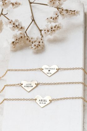 Custom Engraved Wide Heart Bracelet