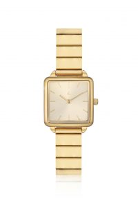 Rectangle watch with a golden strap